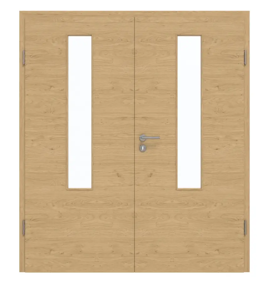 Frontansicht von GARANT Doppelflügeltür inkl. Zarge Quer Authentic Asteiche CPL mit Lichtausschnitt LA-5 mittig