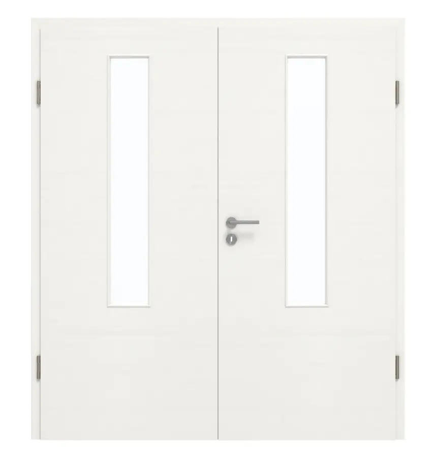 GARANT Drzwi dwuskrzydłowe z ościeżnicą Quer Authentic Bianco CePaL z przeszkleniem LA-5 na środku