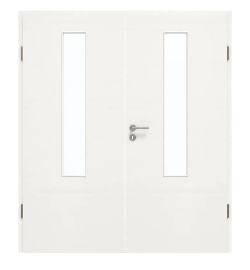 GARANT Drzwi dwuskrzydłowe z ościeżnicą Quer Authentic Bianco GCK08 z przeszkleniem LA-5 na środku