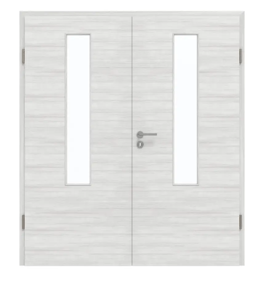 GARANT Drzwi dwuskrzydłowe z ościeżnicą Quer Authentic Grigio GCK08 z przeszkleniem LA-5 na środku