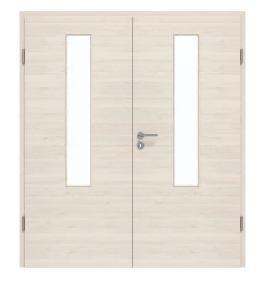 GARANT Drzwi dwuskrzydłowe z ościeżnicą Quer Authentic Perl GCK08 z przeszkleniem LA-5 na środku