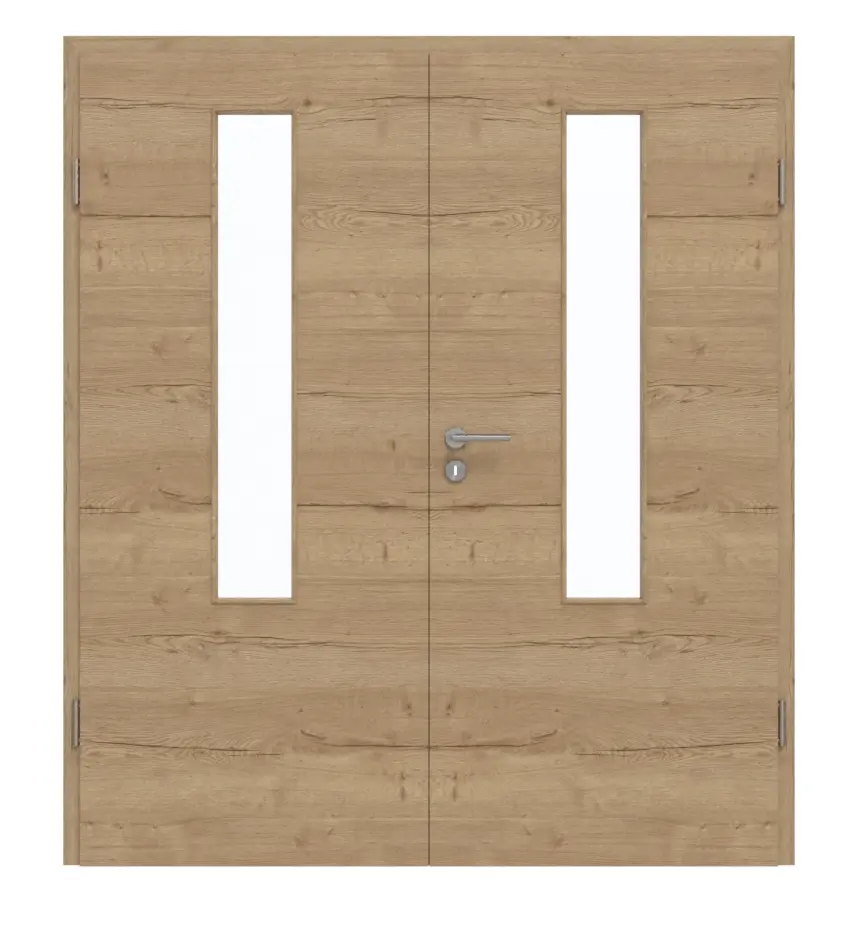 GARANT drzwi dwuskrzydłowe z ościeżnicą wzdłuż Authentic dąb szczelinowy GCK08 z przeszkleniem LA-5 na środku