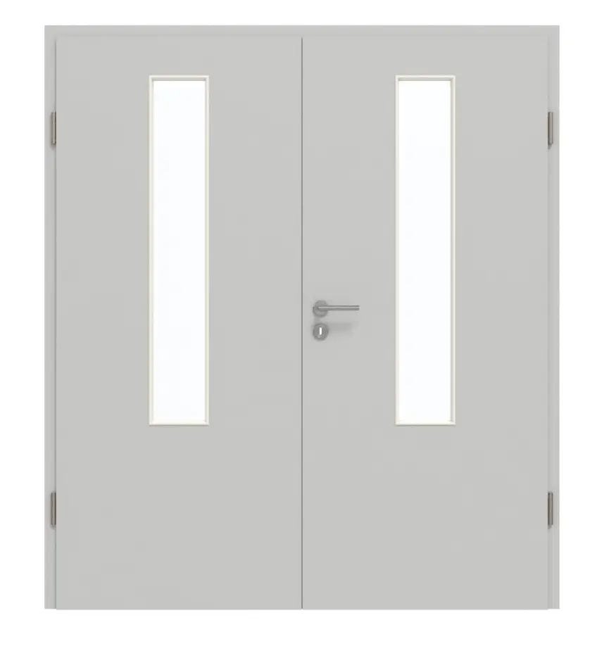 GARANT drzwi dwuskrzydłowe z ościeżnicą D92-60 Dove Grey Resopal z przeszkleniem LA-5 na środku