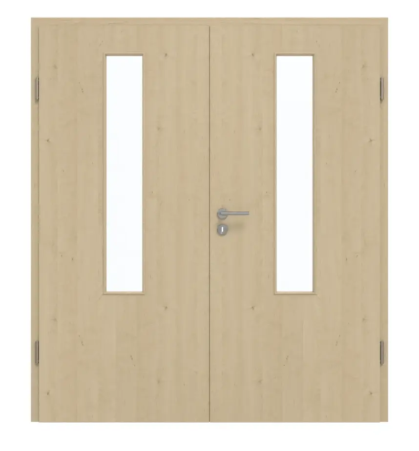 GARANT Drzwi dwuskrzydłowe wraz z ościeżnicą, naturalny klon GCK08 z przeszkleniem LA-5 na środku
