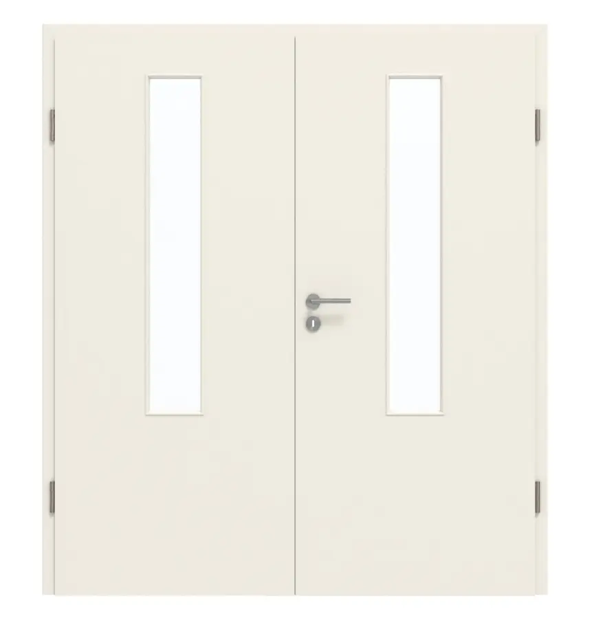 GARANT drzwi dwuskrzydłowe z ościeżnicą biały lakier 9010 CePaL z przeszkleniem LA-5 na środku