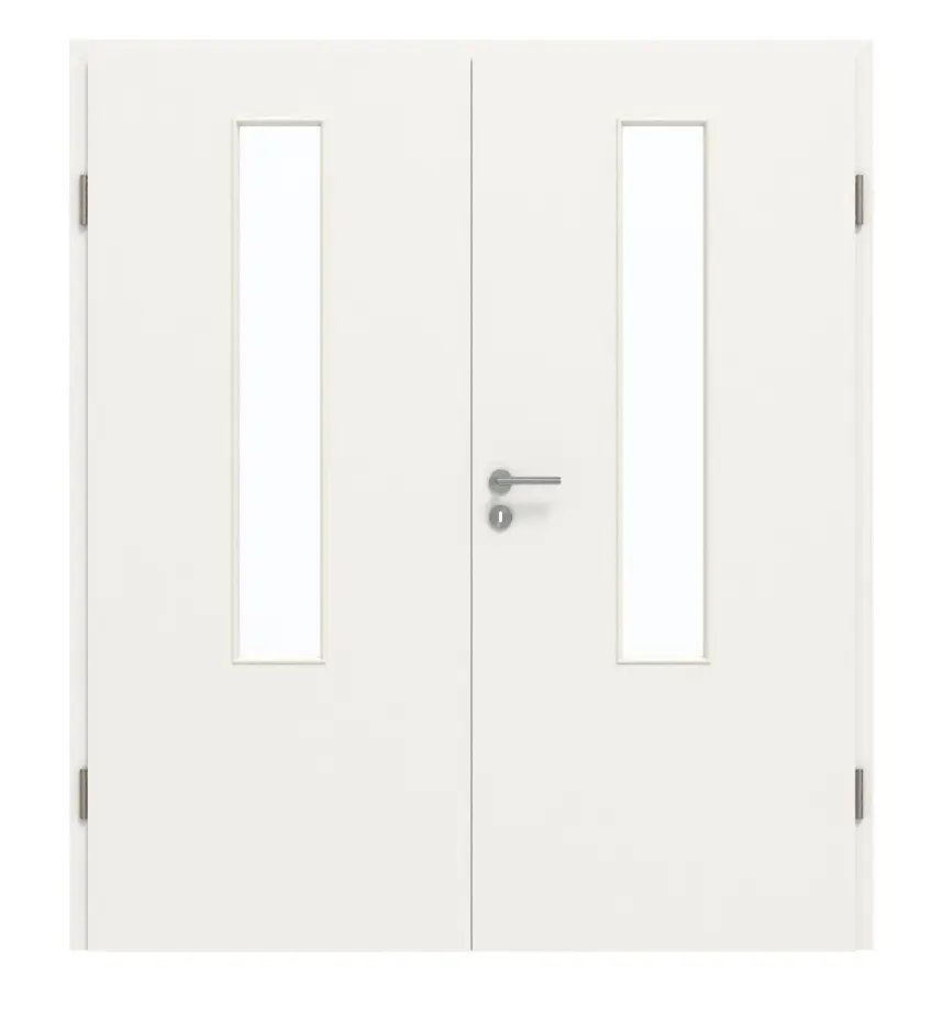 GARANT drzwi dwuskrzydłowe z ościeżnicą biały lakier 9016 GHK08 z przeszkleniem LA-5 na środku