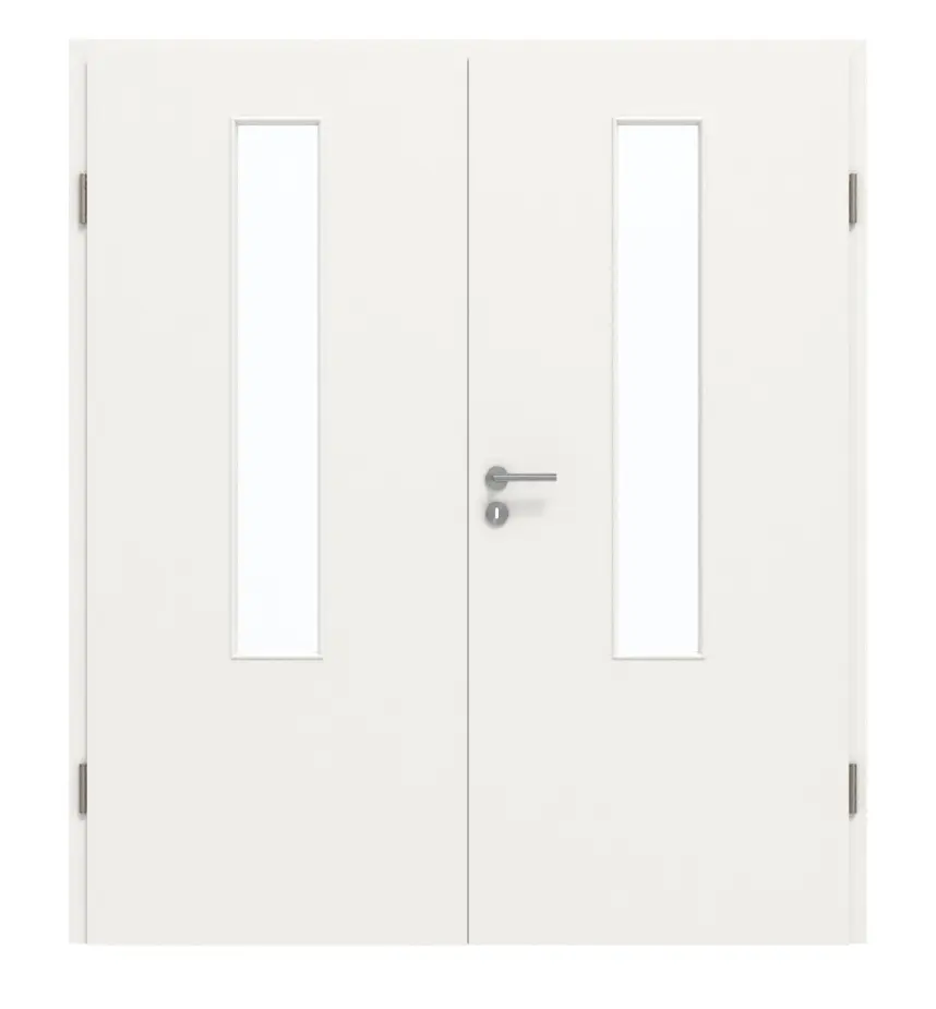 GARANT Drzwi dwuskrzydłowe wraz z ościeżnicą, biały lakier 9016, z przeszkleniem LA-5 pośrodku
