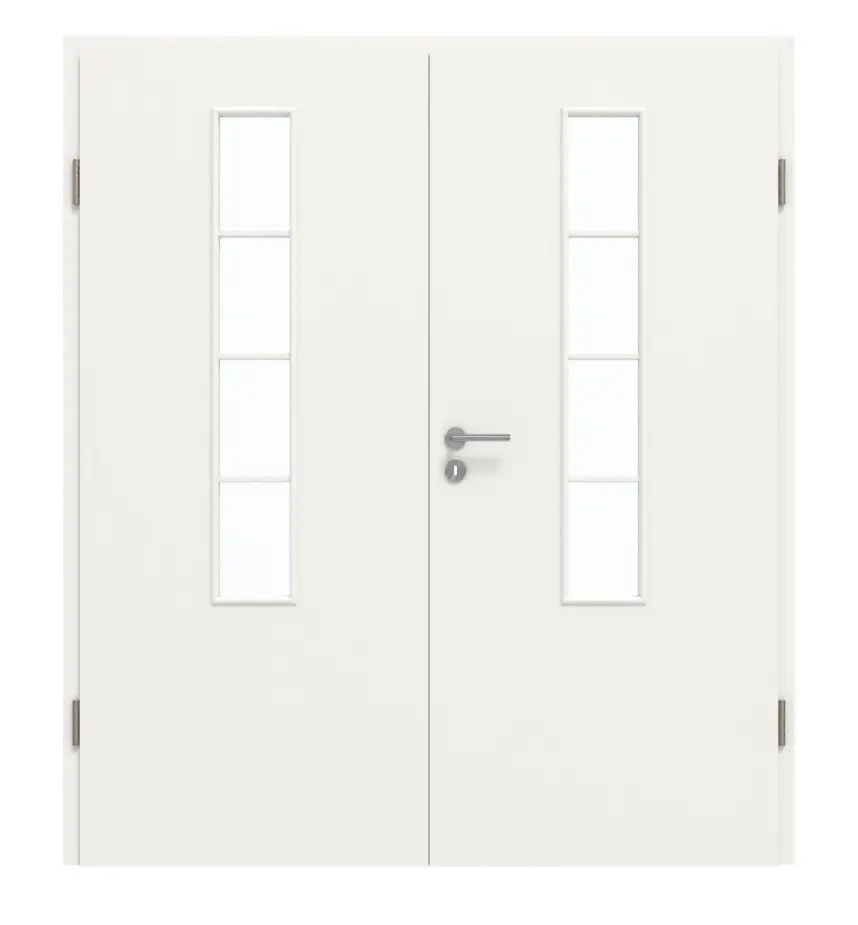GARANT Drzwi dwuskrzydłowe wraz z ościeżnicą, biały lakier 9016, przeszklenie LA-5 po stronie zamka, szpros SP10