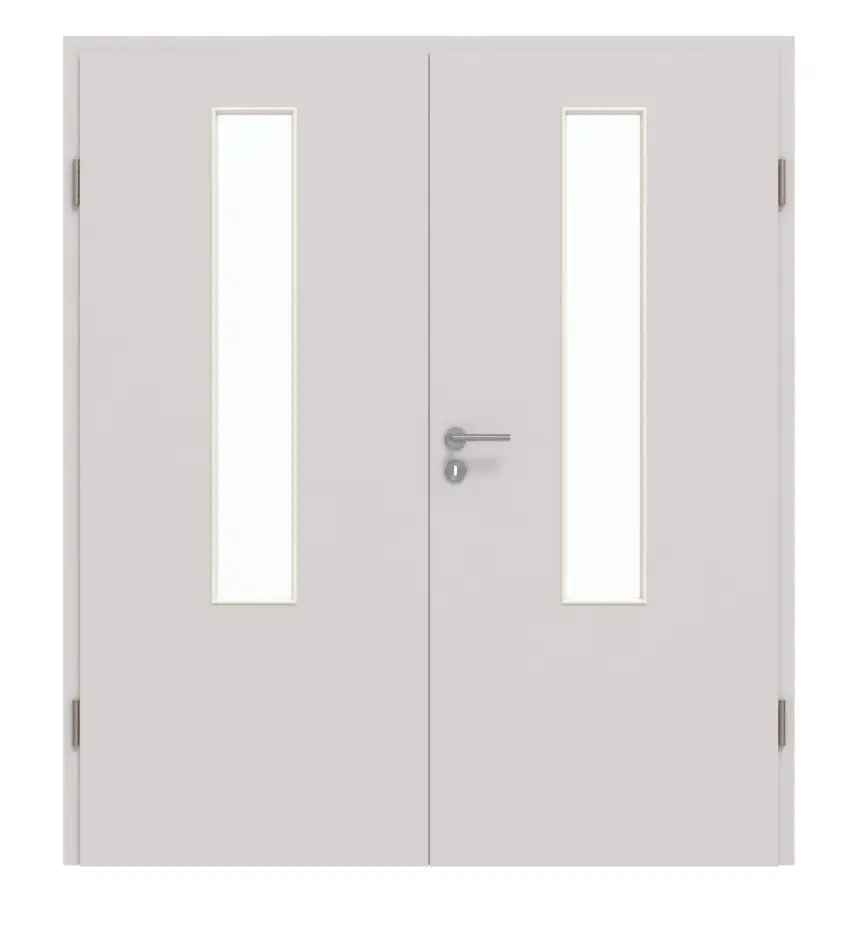 GARANT drzwi dwuskrzydłowe z ościeżnicą U12188SD szary jasny GHK08 z przeszkleniem LA-5 na środku