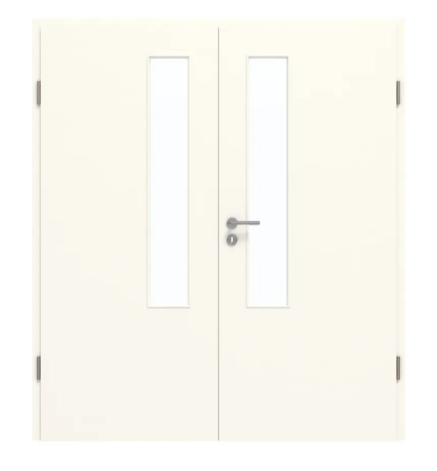 GARANT drzwi dwuskrzydłowe wraz z ościeżnicą 0105-60 Pearl White CePaL z przeszkleniem LA-5 po stronie zamka