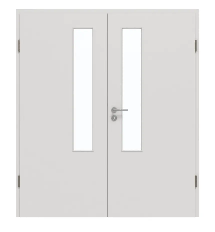 GARANT Drzwi dwuskrzydłowe wraz z ościeżnicą 0160-60 Silver Grey CePaL z przeszkleniem LA-5 po stronie zamka