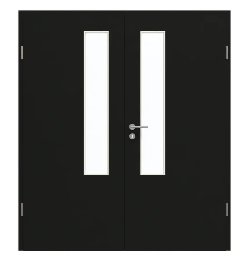 GARANT drzwi dwuskrzydłowe z ościeżnicą 0901-60 Black Resopal z przeszkleniem LA-5 po stronie zamka