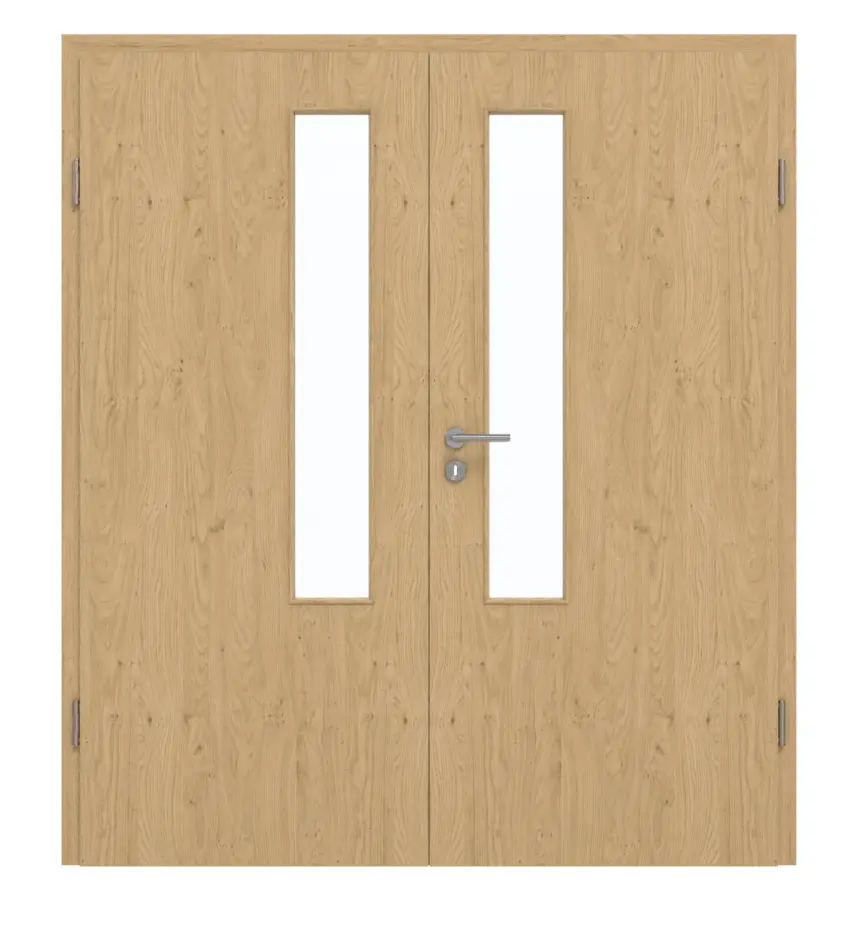 Frontansicht von GARANT Doppelflügeltür inkl. Zarge Authentic Asteiche CPL mit Lichtausschnitt LA-5 schlossseitig