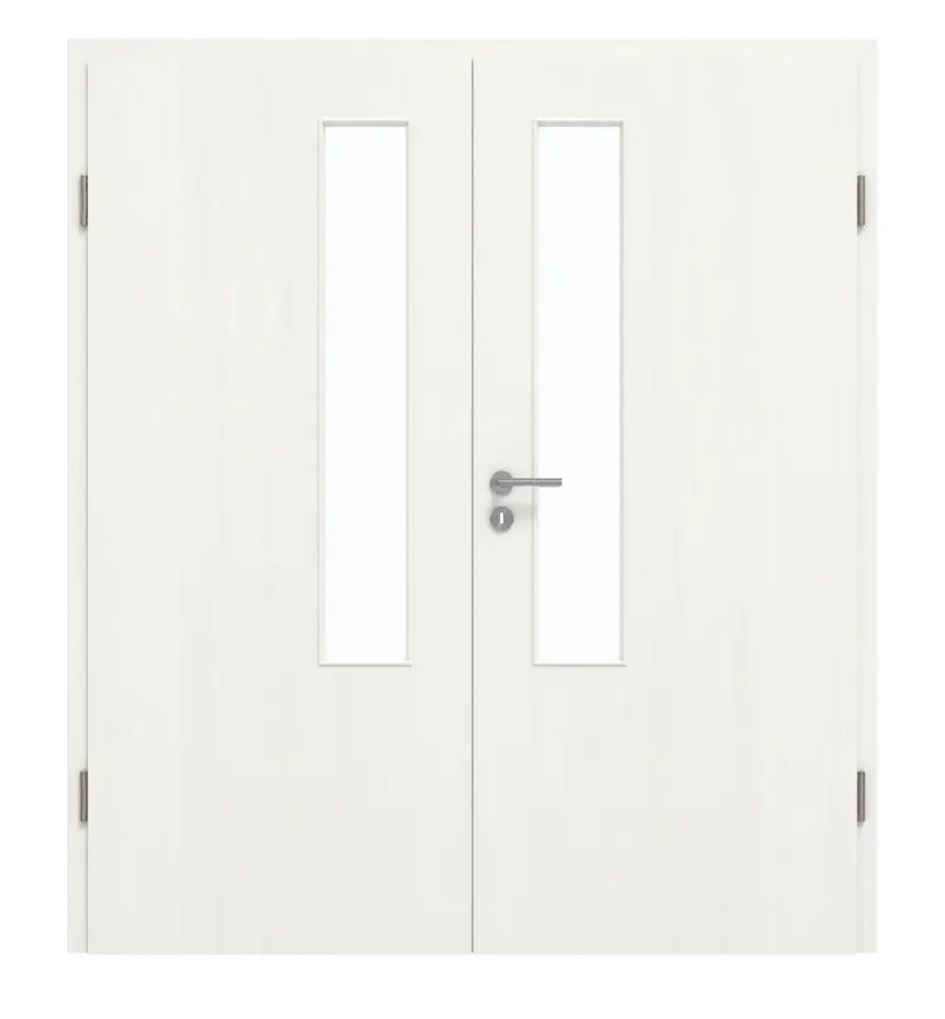 GARANT drzwi dwuskrzydłowe z ościeżnicą Authentic Bianco CePaL z przeszkleniem LA-5 po stronie zamka