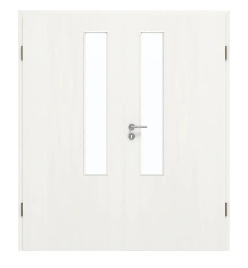 GARANT drzwi dwuskrzydłowe z ościeżnicą Authentic Bianco GCK08 z przeszkleniem LA-5 po stronie zamka