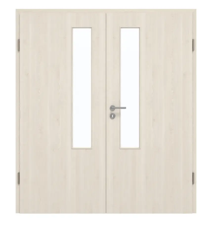 GARANT drzwi dwuskrzydłowe z ościeżnicą Authentic perła GCK08 z przeszkleniem LA-5 od strony zamka