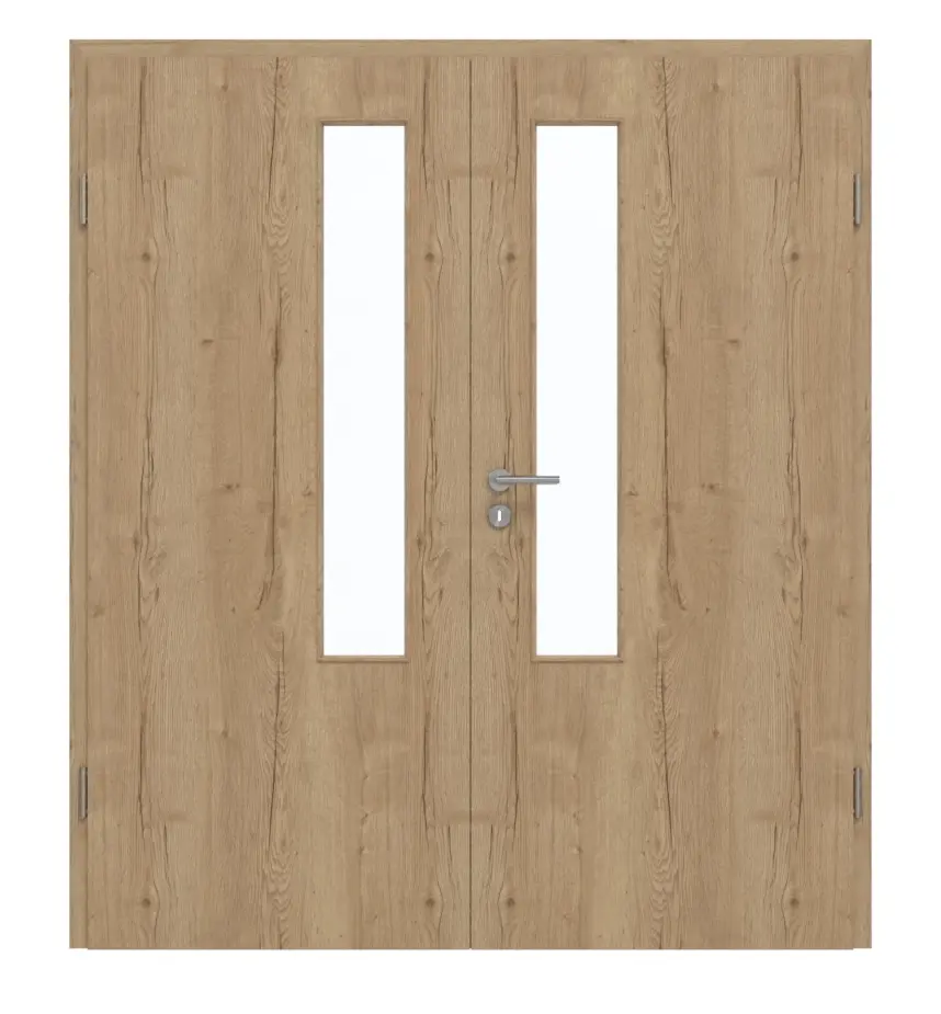 GARANT drzwi dwuskrzydłowe wraz z ościeżnicą Authentic dąb szczelinowy GCK08 z przeszkleniem LA-5 od strony zamka