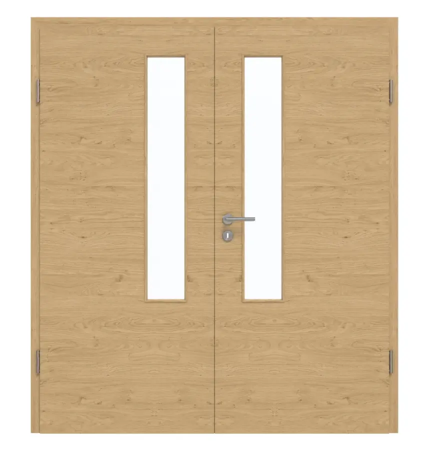 GARANT Drzwi dwuskrzydłowe z ościeżnicą, authentic dąb sękaty, układ poprzeczny, CePaL, z przeszkleniem LA-5 po stronie zamka