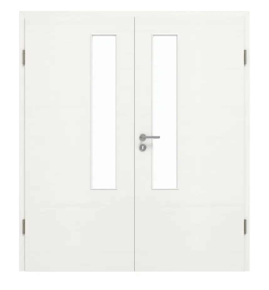 GARANT Drzwi dwuskrzydłowe z ościeżnicą Quer Authentic Bianco CePaL z przeszkleniem LA-5 po stronie zamka