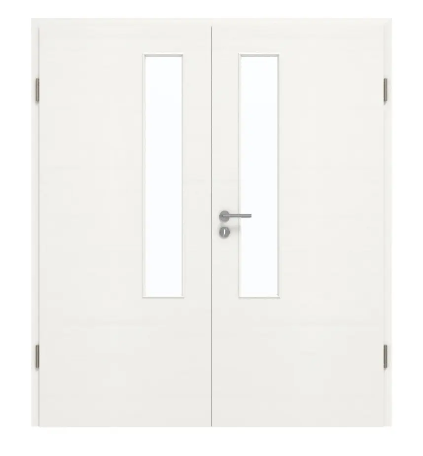 GARANT Drzwi dwuskrzydłowe z ościeżnicą Quer Authentic Bianco GCK08 z przeszkleniem LA-5 po stronie zamka
