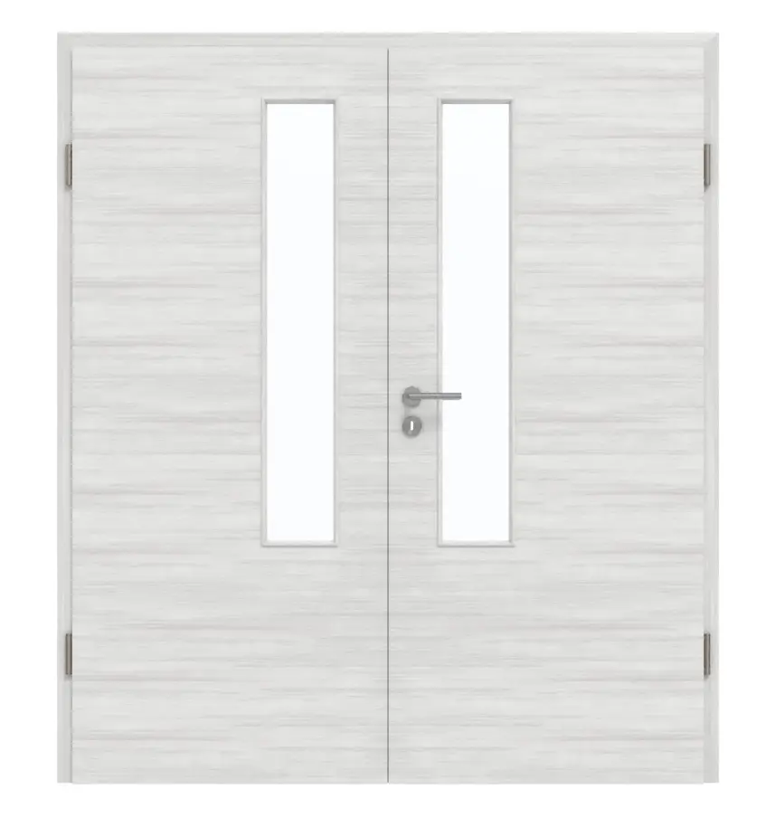 GARANT Drzwi dwuskrzydłowe z ościeżnicą Quer Authentic Grigio GCK08 z przeszkleniem LA-5 po stronie zamka