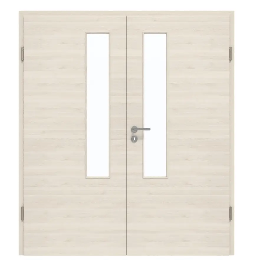 GARANT Drzwi dwuskrzydłowe z ościeżnicą Quer Authentic Perl GCK08 z przeszkleniem LA-5 po stronie zamka