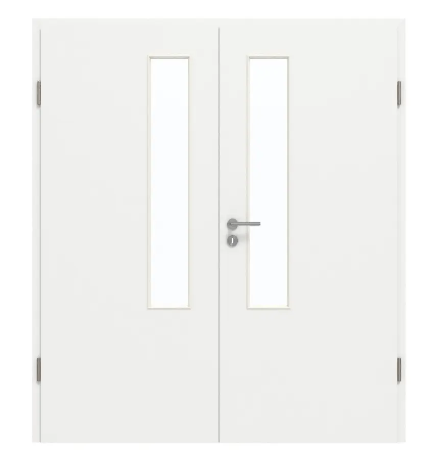 GARANT drzwi dwuskrzydłowe z ościeżnicą D354-60 Designer White Resopal z przeszkleniem LA-5 od strony zamka
