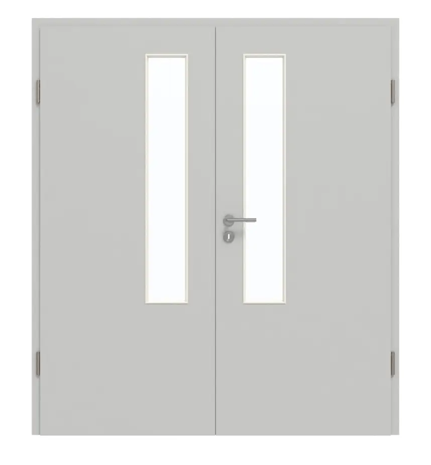 GARANT drzwi dwuskrzydłowe wraz z ościeżnicą D92-60 Dove Grey Resopal z przeszkleniem LA-5 od strony zamka