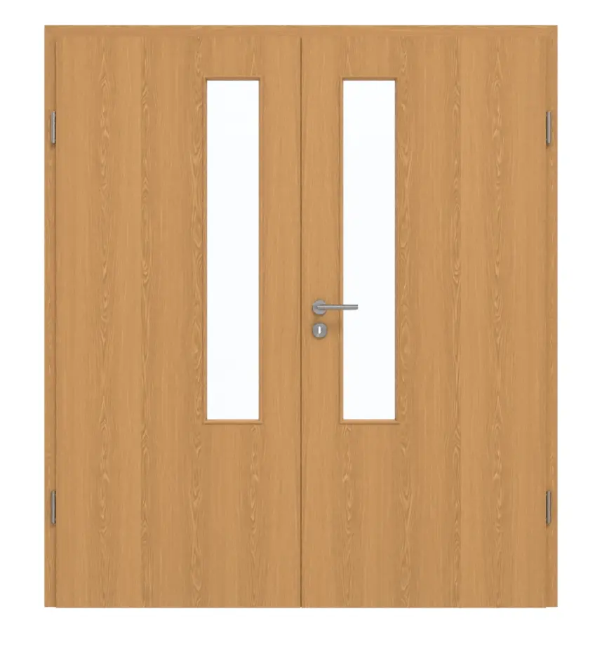 GARANT drzwi dwuskrzydłowe wraz z ościeżnicą dąb Premium GCK08 z przeszkleniem LA-5 od strony zamka