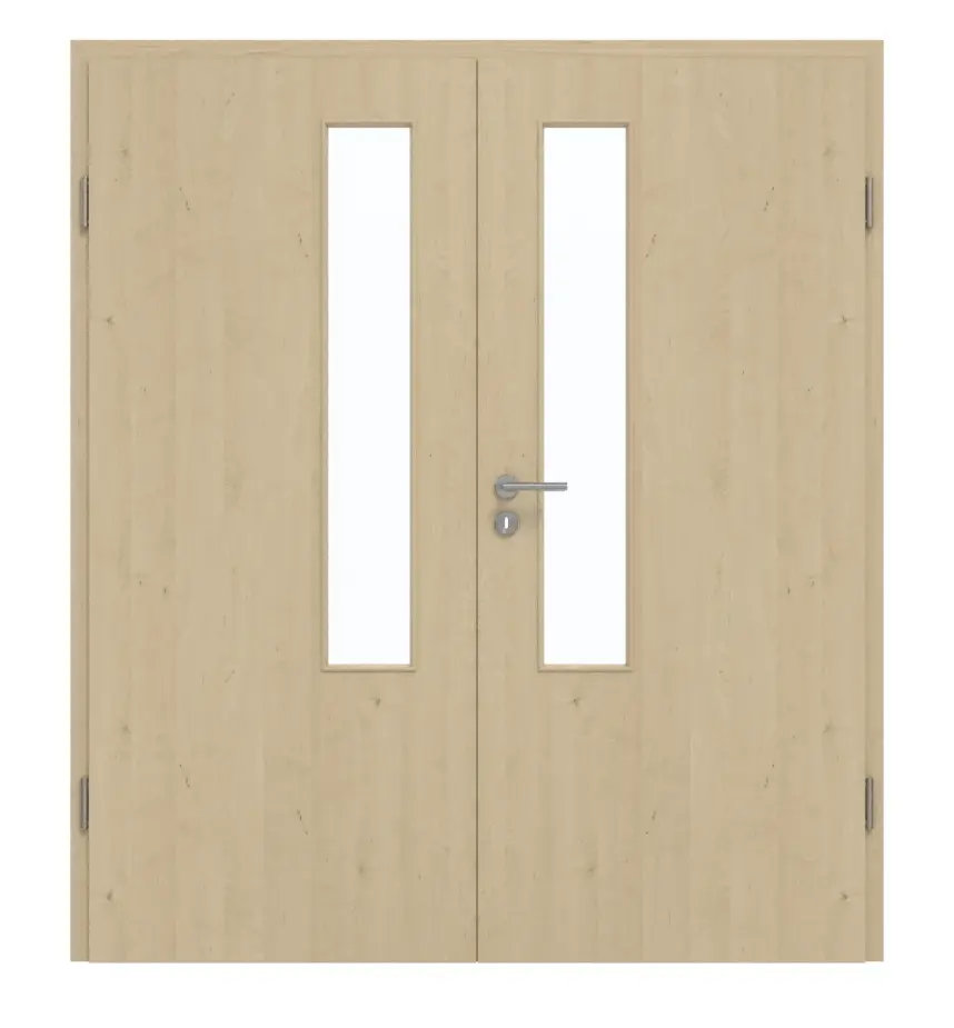 GARANT Drzwi dwuskrzydłowe wraz z ościeżnicą, naturalny klon GCK08 z przeszkleniem LA-5 po stronie zamka