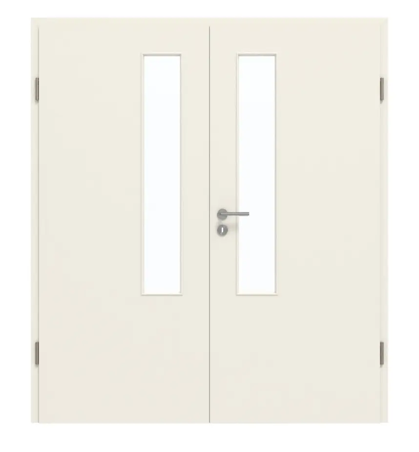 GARANT drzwi 2-skrzydłowe z ościeżnicą biały lakier 9010 GHK08 z przeszkleniem LA-5 od strony zamka