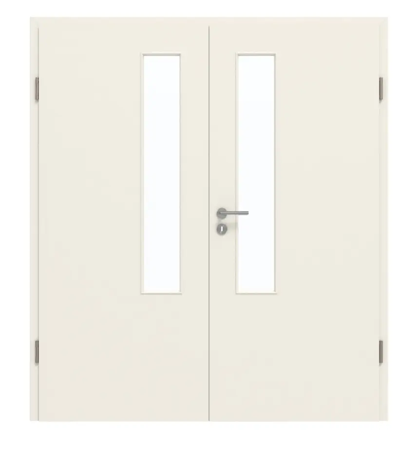 GARANT drzwi dwuskrzydłowe w zestawie z ościeżnicą biały lakier 9010 z przeszkleniem LA-5 od strony zamka