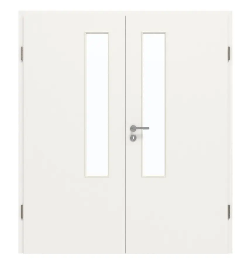 GARANT drzwi dwuskrzydłowe wraz z ościeżnicą biały lakier 9016 GHK08 z przeszkleniem LA-5 od strony zamka