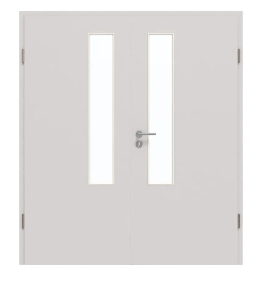 GARANT drzwi 2-skrzydłowe z ościeżnicą U12188SD jasnoszary GHK08 z przeszkleniem LA-5 od strony zamka