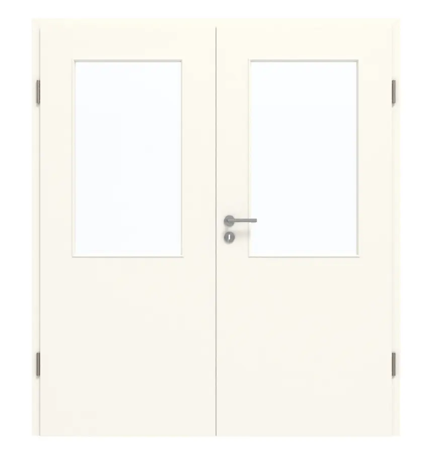 GARANT drzwi dwuskrzydłowe wraz z ościeżnicą 0105-60 Pearl White CePaL z przeszkleniem LA-6