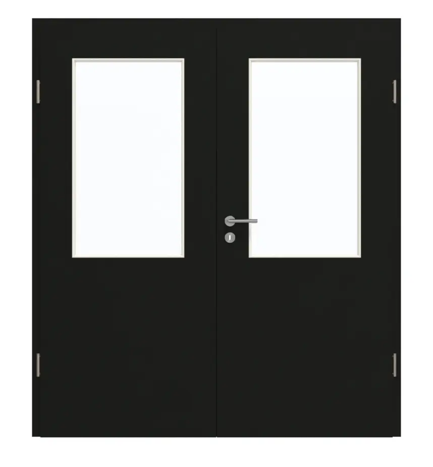 GARANT drzwi dwuskrzydłowe z ościeżnicą 0901-60 Black Resopal z przeszkleniem LA-6