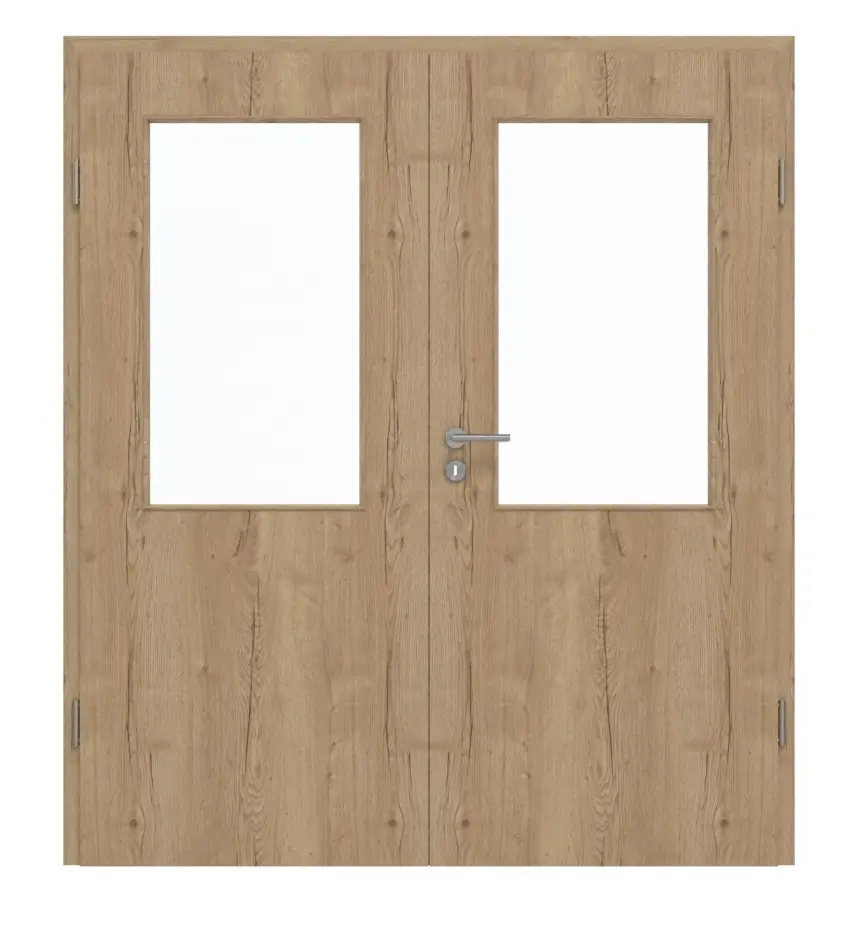 GARANT drzwi dwuskrzydłowe wraz z ościeżnicą Authentic dąb szczelinowy GCK08 z przeszkleniem LA-6