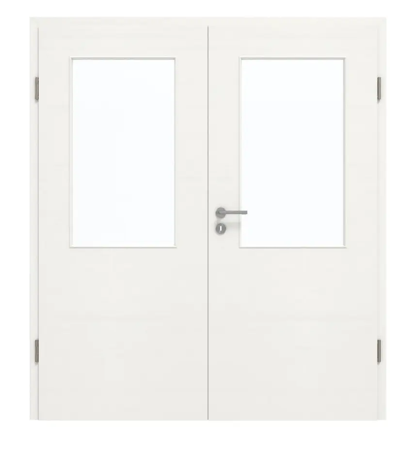 GARANT Drzwi dwuskrzydłowe z ościeżnicą Quer Authentic Bianco CePaL z przeszkleniem LA-6