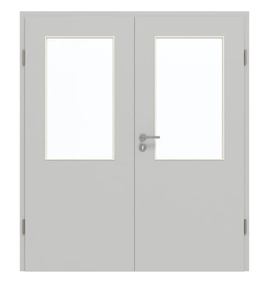 GARANT drzwi dwuskrzydłowe z ościeżnicą D92-60 Dove Grey Resopal z przeszkleniem LA-6