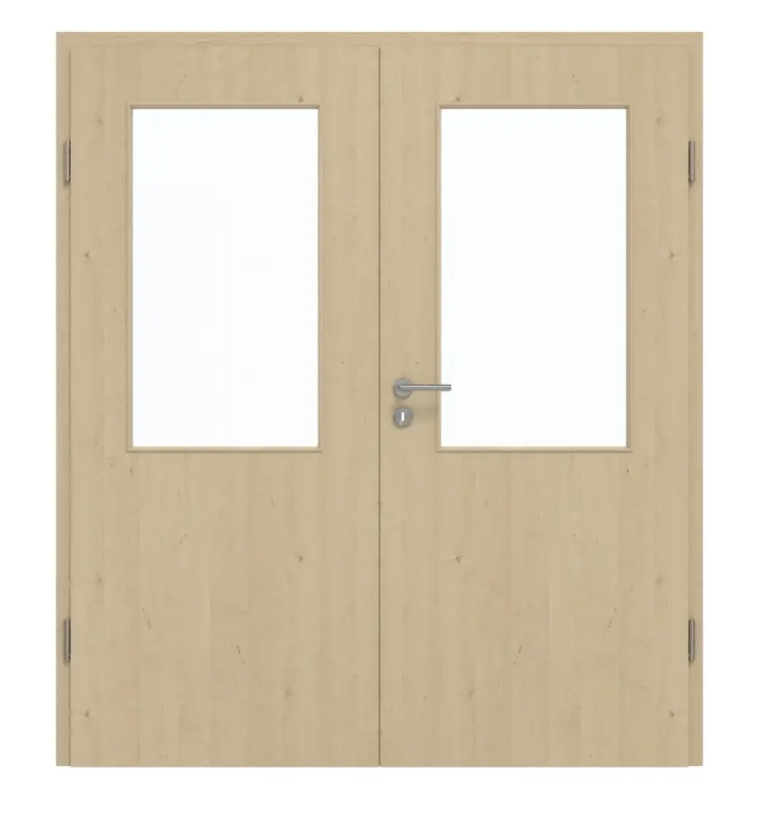GARANT Drzwi dwuskrzydłowe wraz z ościeżnicą, naturalny klon GCK08 z przeszkleniem LA-6