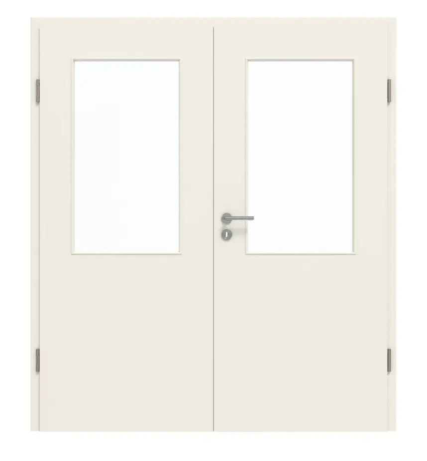 GARANT drzwi dwuskrzydłowe wraz z ościeżnicą biały lakier 9010 CePaL z przeszkleniem LA-6