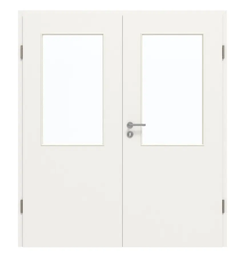 GARANT drzwi dwuskrzydłowe z ościeżnicą biały lakier 9016 GHK08 z przeszkleniem LA-6