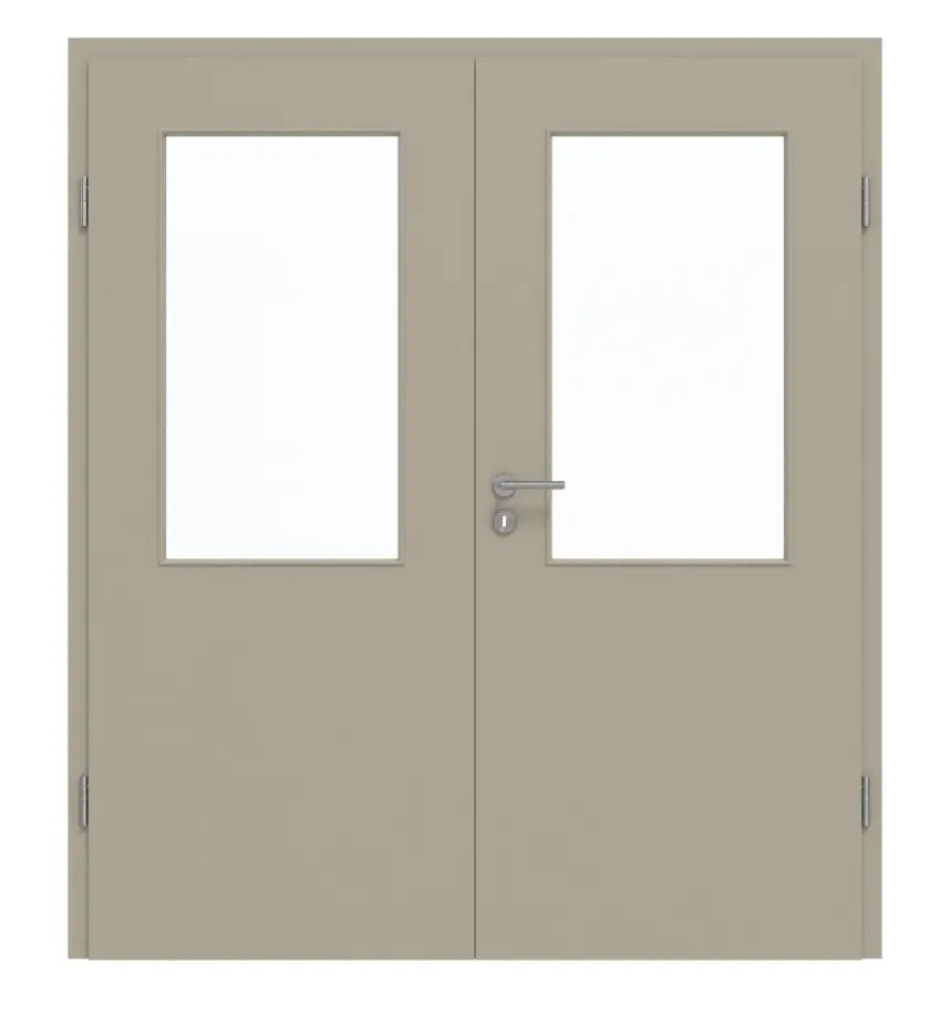 GARANT Drzwi dwuskrzydłowe wraz z ościeżnicą, matowe, szary jedwab 7044 G-TEC z przeszkleniem LA-6