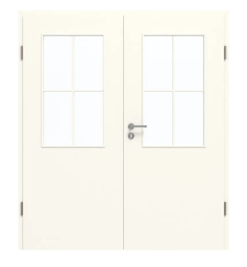 GARANT drzwi dwuskrzydłowe wraz z ościeżnicą 0105-60 Pearl White CePaL z przeszkleniem LA-6 Sprosse SP0