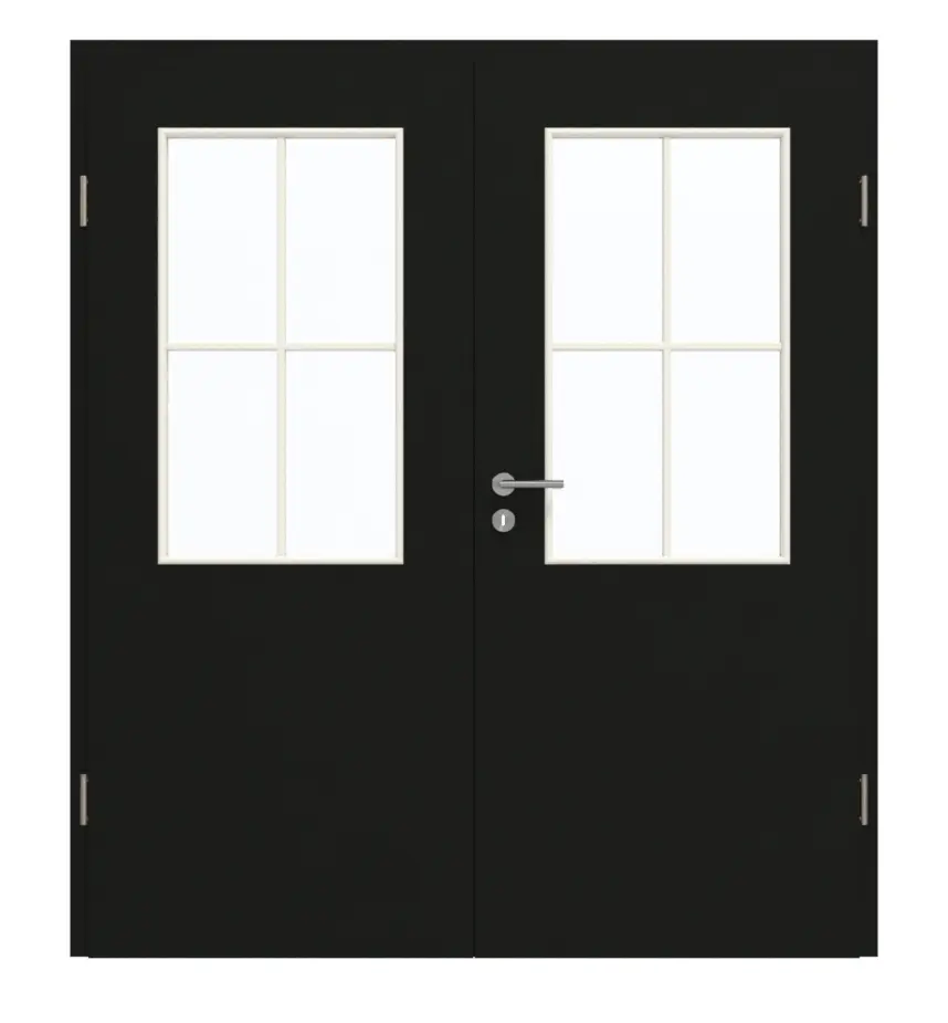 GARANT drzwi dwuskrzydłowe z ościeżnicą 0901-60 Black Resopal z przeszkleniem LA-6 szpros SP0