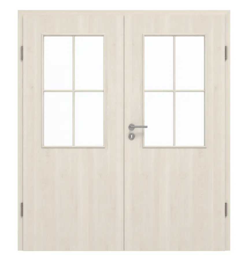 GARANT drzwi dwuskrzydłowe wraz z ościeżnicą, powierzchnia CPL authentic perła CePaL, z przeszkleniem LA-6 i szprosem SP0