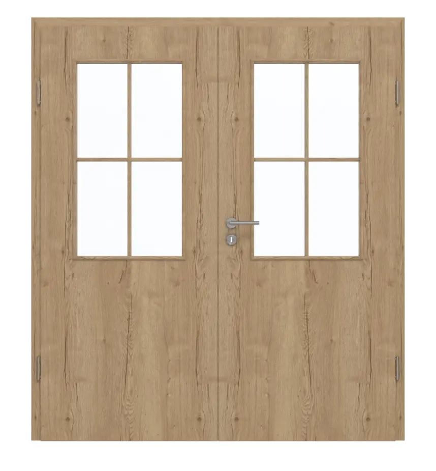 GARANT drzwi dwuskrzydłowe wraz z ościeżnicą Authentic dąb szczelinowy CePaL z przeszkleniem LA-6 szpros SP0