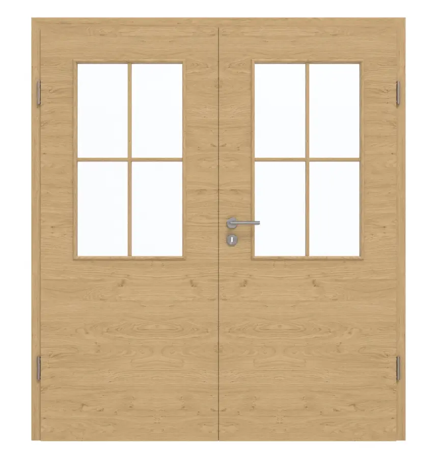 GARANT Drzwi dwuskrzydłowe z ościeżnicą, authentic dąb sękaty, układ poprzeczny, CePaL, z przeszkleniem LA-6, szpros SP0