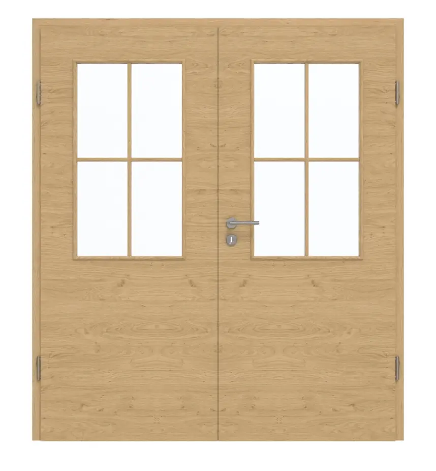 GARANT Drzwi dwuskrzydłowe wraz z ościeżnicą układ poprzeczny Authentic dąb z sękami GCK08 z przeszkleniem LA-6 szprosy SP0