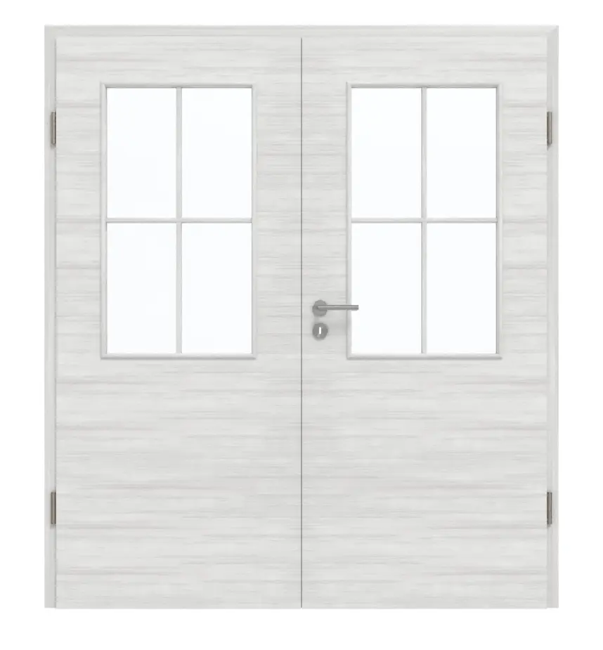 GARANT Drzwi dwuskrzydłowe wraz z ościeżnicą układ poprzeczny Authentic Grigio GCK08 z przeszkleniem LA-6 szprosy SP0